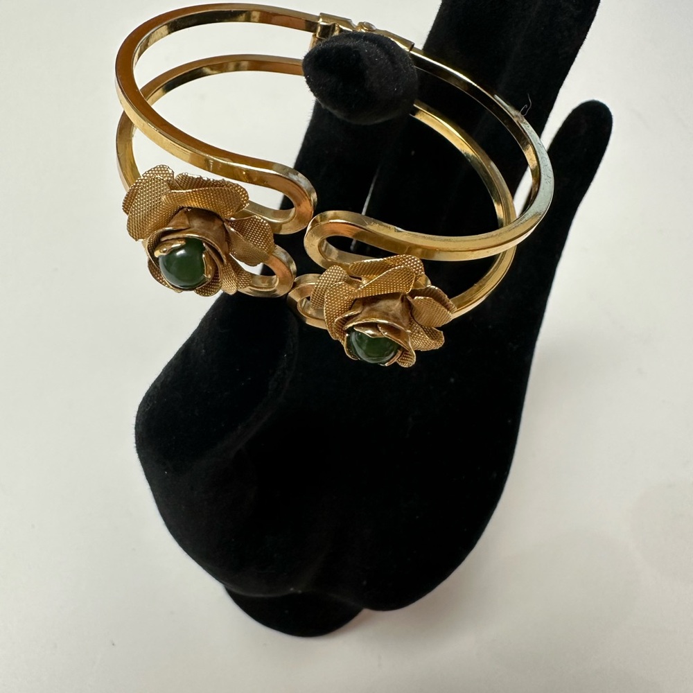 Gold and Green Floral Bracelets